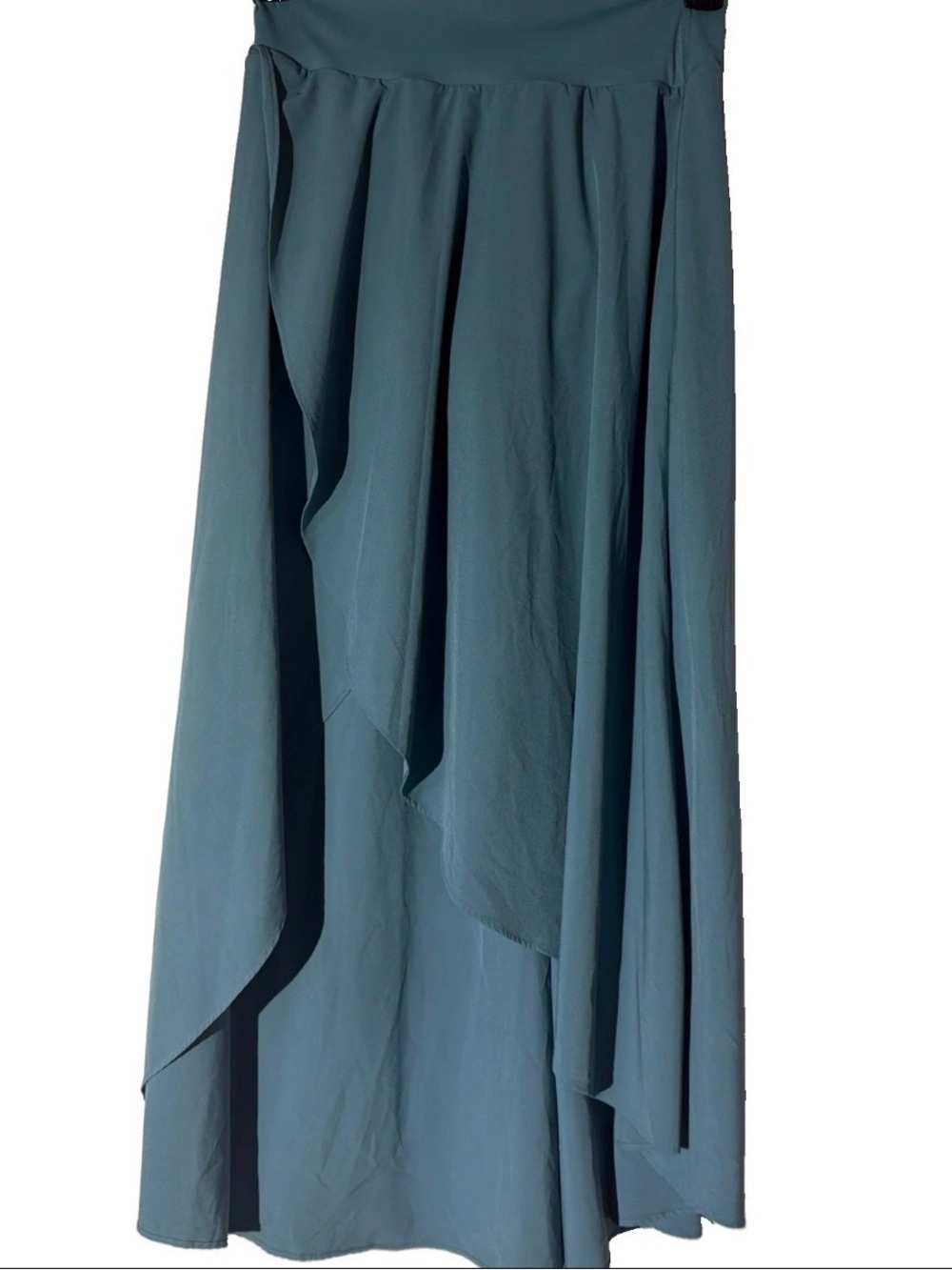 Halara Breezeful 2-in-1 Waisted High Low Flowy Ruffle Maxi Skort- Skirt teal  S
